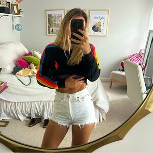 White Zara Jean high waist shorts